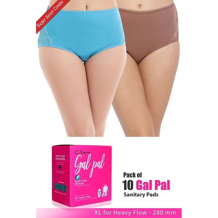 

Clovia Set of 2 Panties & Pack of 10 Gal Pal Pads - XL - PNC105720