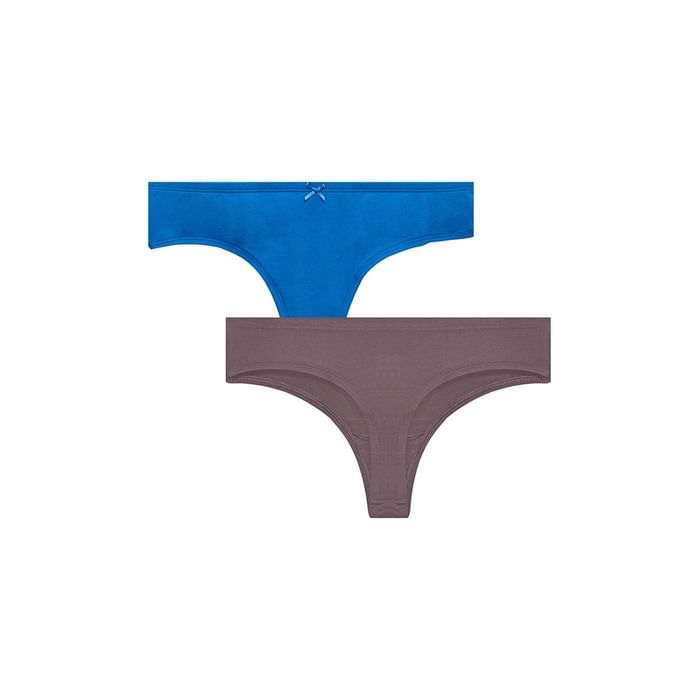 

Clovia Pack of 2 Low Waist Thongs - Cotton - PNC507P19, Multicolour