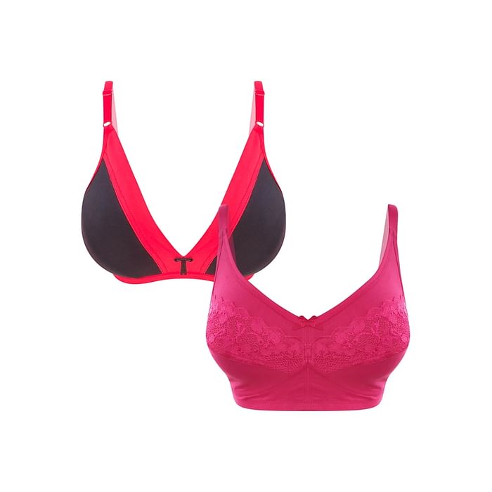 

Clovia Pack of 2 Non-Padded Non-Wired Bras - Cotton - BRC132A19, Multicolour
