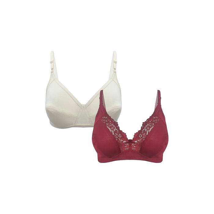 

Clovia Pack of 2 Non-Padded Non-Wired Full Coverage Bras - Cotton - BRC953A19, Multicolour