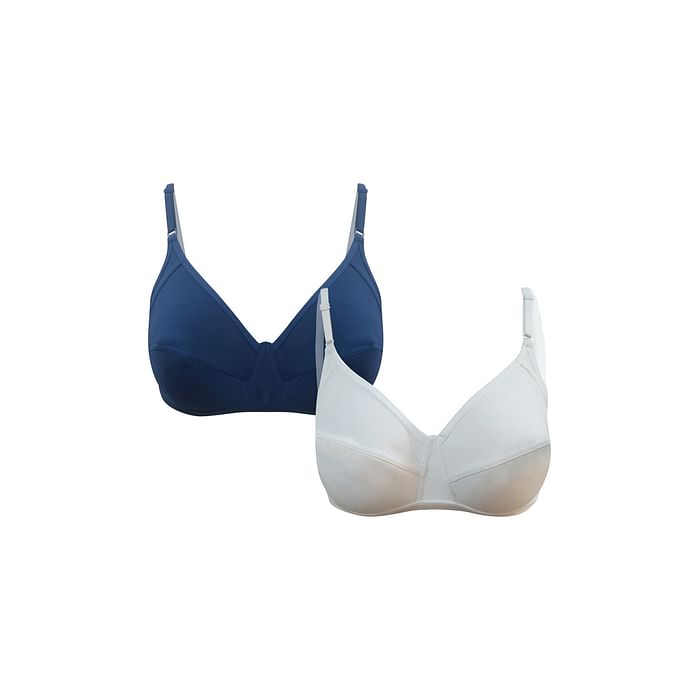 

Clovia Pack of 2 Non-Padded Non-Wired Full Coverage Bras - Cotton-Rich - BRC953P19, Multicolour