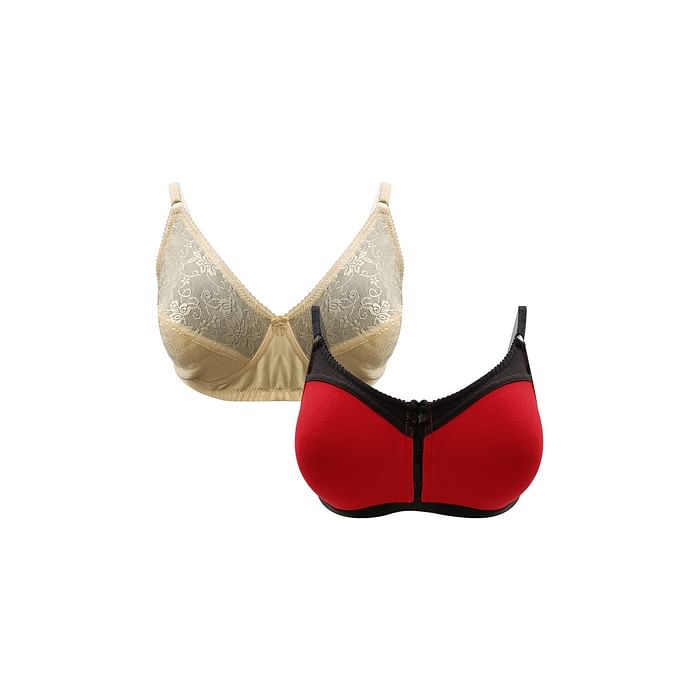 

Clovia Pack of 2 Non-Padded Non-Wired Full Cup Bras - Cotton - BRC770P19, Multicolour
