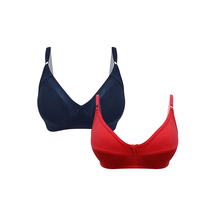 

Clovia Pack of 2 Non-Padded Non-Wired Full Cup Bras - Cotton - BRC348P19, Multicolour