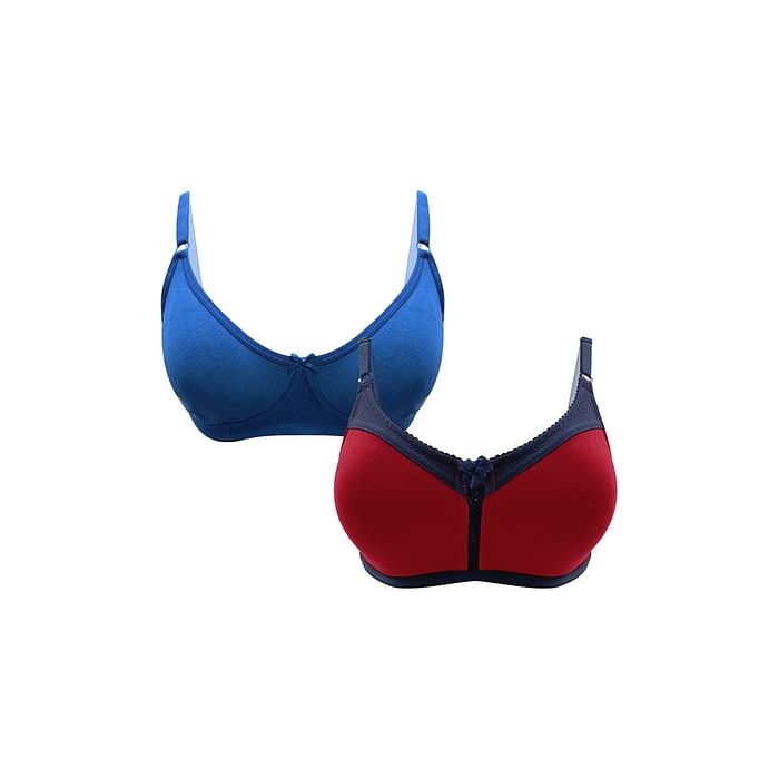 

Clovia Pack of 2 Non-Padded Non-Wired Full Cup Bras - Cotton-Rich - BRC770A19, Multicolour