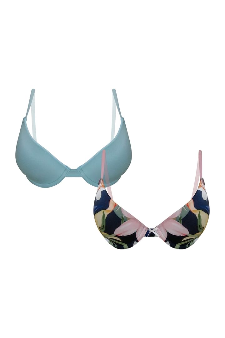 Buy Pack of 2 Padded Underwired Demi Cup Plunge Bras Online India