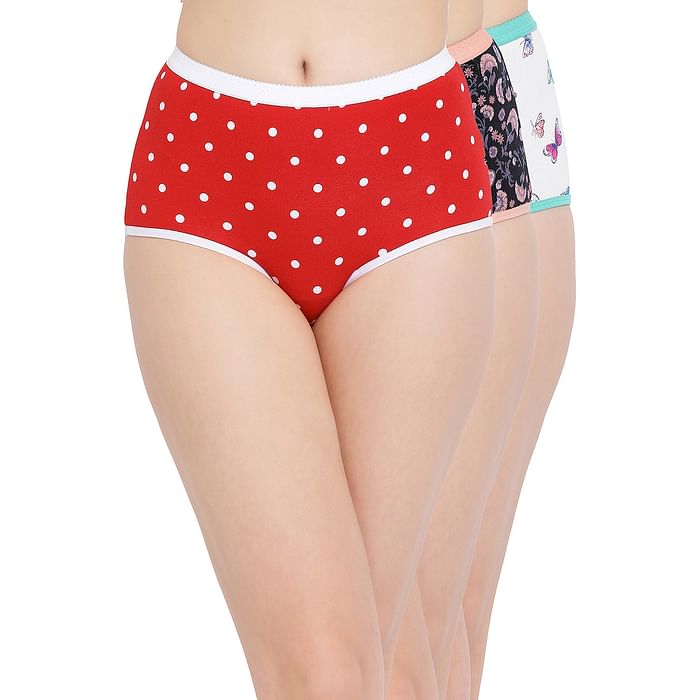 

Clovia Pack of 3 Cotton High Waist Printed Hipster Panties - PNC501660, Assorted