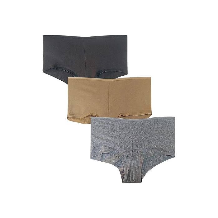 

Clovia Pack of 3 Cotton Mid Waist Boyshorts - PNC500630, Assorted