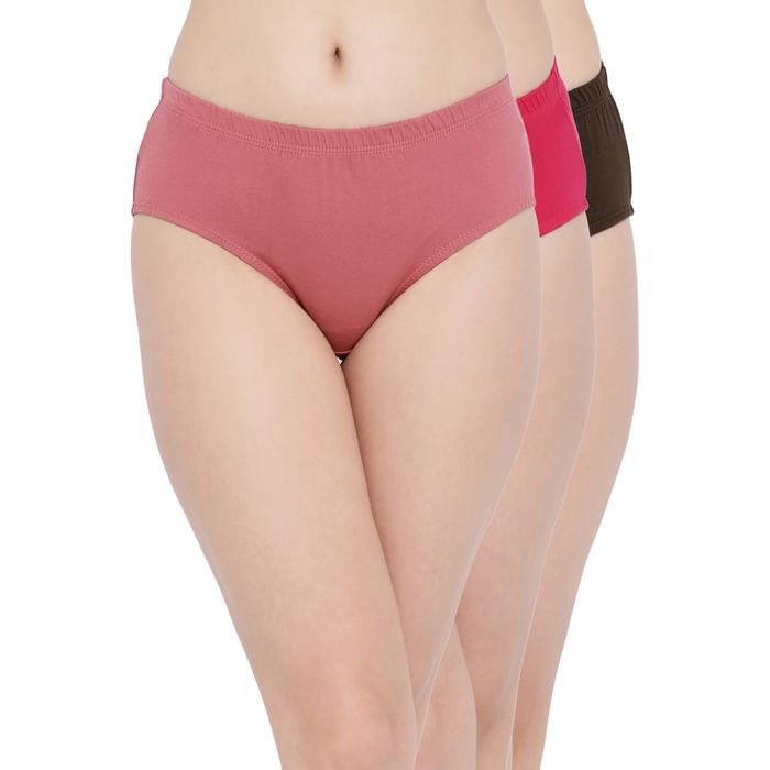 

Clovia Pack of 3 Cotton Mid Waist Hipster Panties with Inner Elastic - PNC500060, Assorted