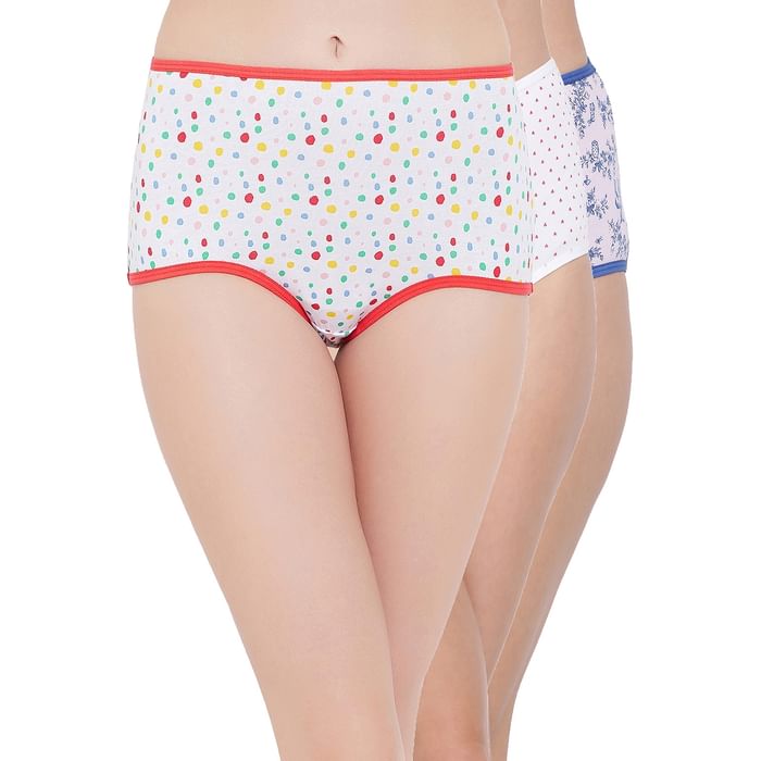 

Clovia Pack of 3 High Waist Printed Hipster Panties- Cotton - PNC322130, Assorted
