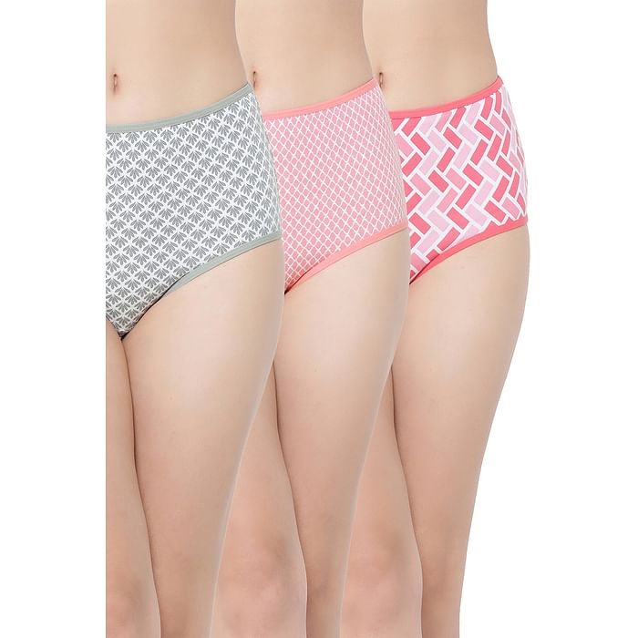 

Clovia Pack of 3 High Waist Printed Panties - Cotton - PNC020P19, Multicolour