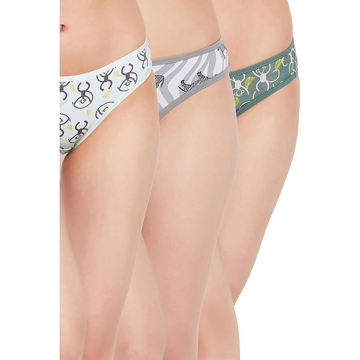 

Clovia Pack of 3 Low Waist Animal Print Bikini Panties - Cotton - PNC023P19, Multicolour