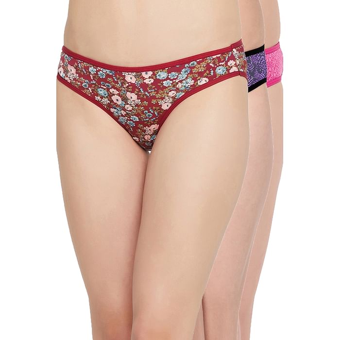 

Clovia Pack of 3 Low Waist Printed Bikini Panties - PNC002V19, Multicolour