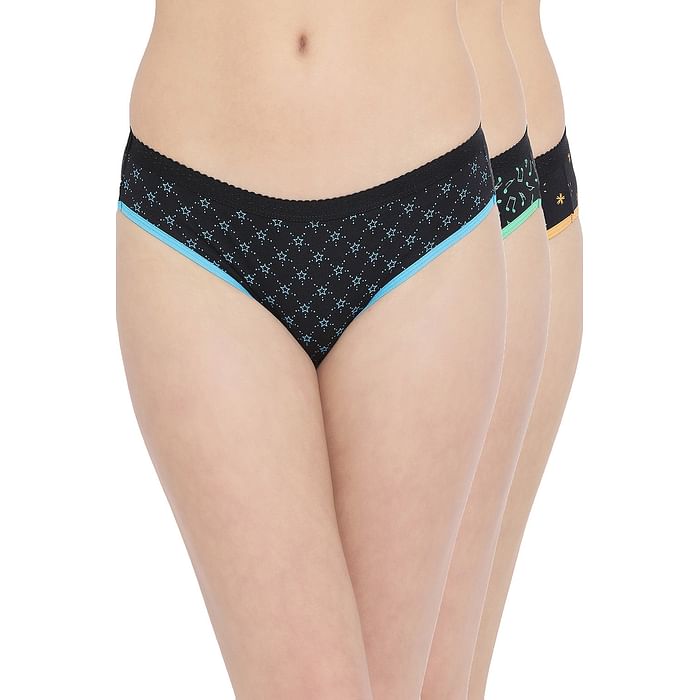 

Clovia Pack of 3 Low Waist Printed Bikini Panties in Black - PNC501130, Assorted