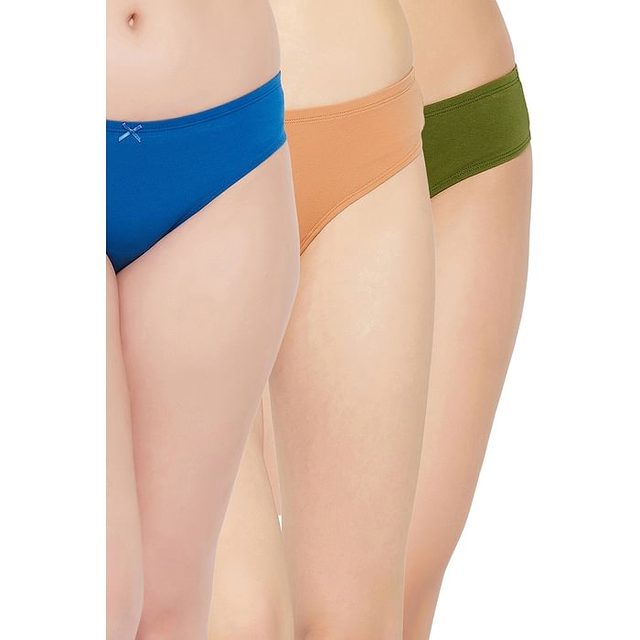 

Clovia Pack of 3 Low Waist Thongs - Cotton - PNC001I19, Multicolour