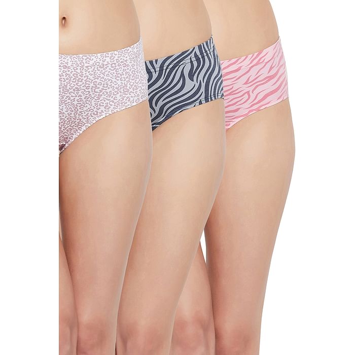 

Clovia Pack of 3 Mid Waist Animal Print Hipster Panties with Inner Elastic - Cotton - PNC001L19, Multicolour