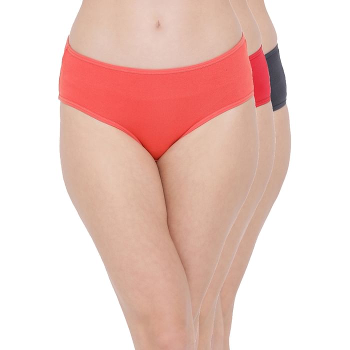 

Clovia Pack of 3 Mid Waist Hipster Panties with Printed Back- Cotton - PNC329730, Assorted