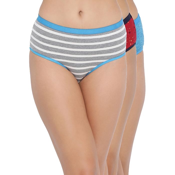 

Clovia Pack of 3 Mid Waist Printed Hipster Panties- Cotton - PNC340730, Assorted