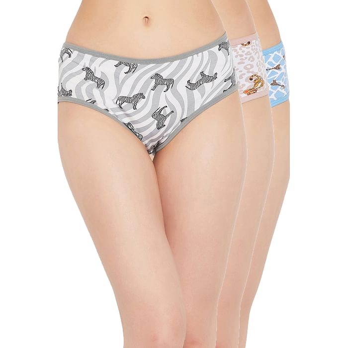 

Clovia Pack of 3 Mid Waist Printed Hipster Panties - Cotton - PNC002J19, Multicolour
