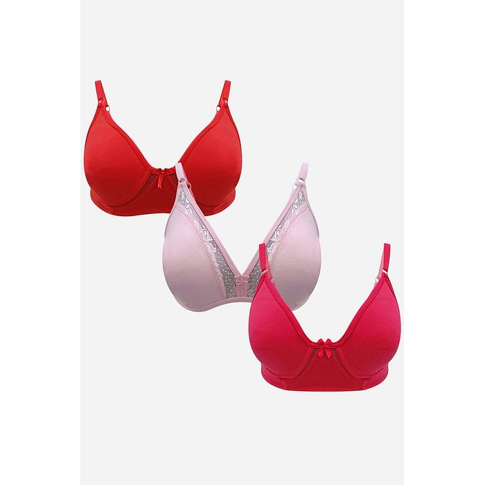 

Clovia Pack of 3 Non-Padded Non-Wired Demi Cup T-shirt Bras - BRC238A19, Multicolour