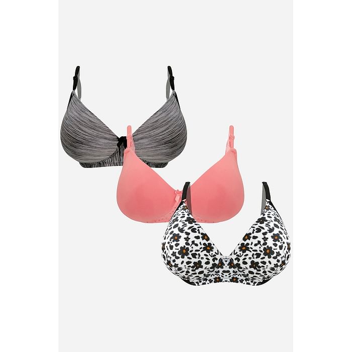

Clovia Pack of 3 Padded Non-Wired Full Cup T-shirt Bras - BRC362W18, White