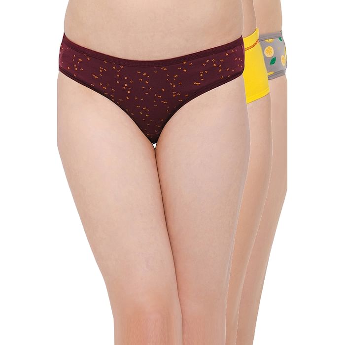 

Clovia Pack of 3 Printed Panties - Cotton - PNC003G19, Multicolour
