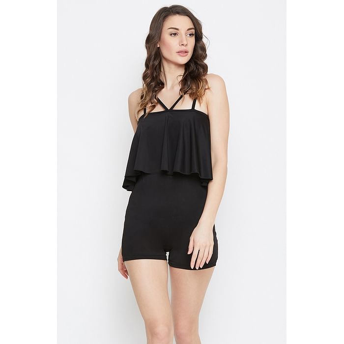 

Clovia Padded Frilled Boyleg Monokini in Black - SM0112P13