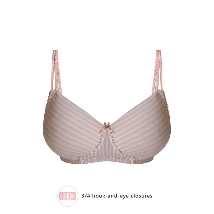 

Clovia Padded Non-Wired Full Cup Striped T-shirt Bra in Light Pink - BR1067T22
