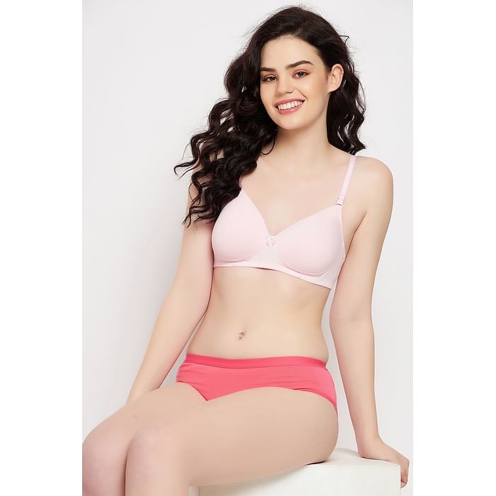 

Clovia Padded Non-Wired Demi Cup Multiway Bra in Soft Pink - BR1592K22, Light pink