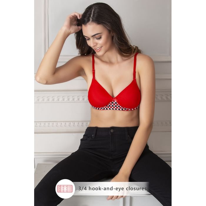 

Clovia Level 1 Push-up Non-Wired Demi Cup Multiway Bra in Red - BR2222P04