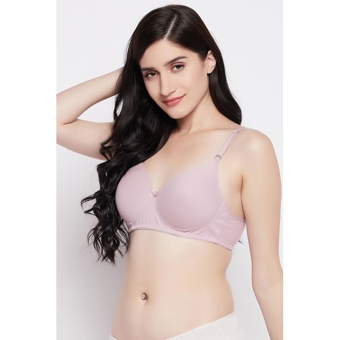 

Clovia Padded Non-Wired Demi Cup Multiway T-Shirt Bra in Lilac - Cotton - BR1581P12, Lavender