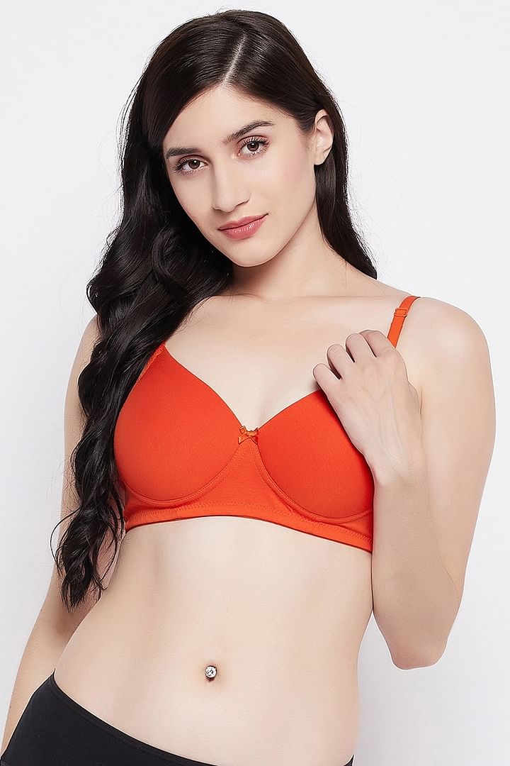 Buy Padded Non-Wired Demi Cup Multiway T-Shirt Bra in Neon Orange
