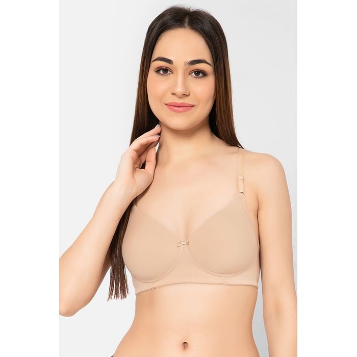 

Clovia Padded Non-Wired Full Cup Multiway T-shirt Bra in Nude Colour - Cotton - BR1581X24