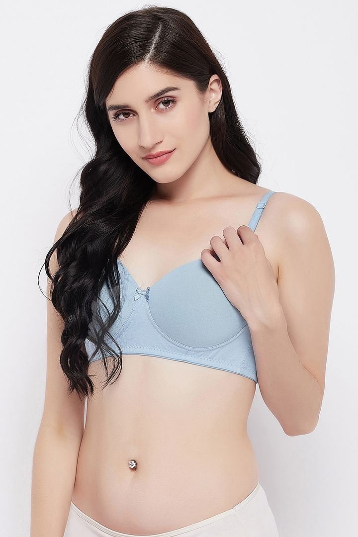 Buy Padded Non-Wired Demi Cup Multiway T-shirt Bra in Powder Blue