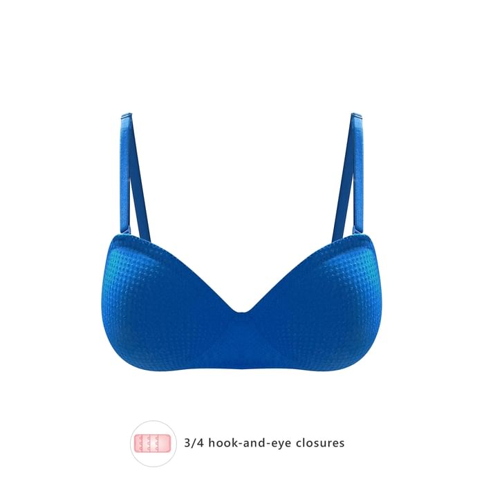 

Clovia Padded Non-Wired Demi Cup Strapless Bra in Royal Blue with Balconette Style - BR2081C08, Navy