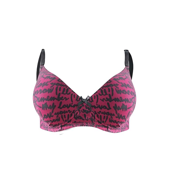 

Clovia Padded Non-Wired Full Cup Text Print Multiway T-shirt Bra in Maroon - BR2124P09