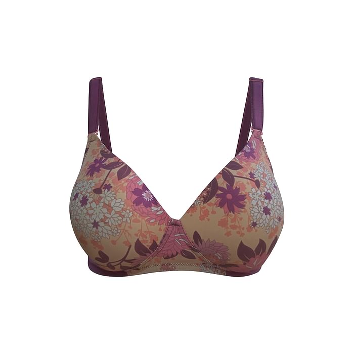 

Clovia Padded Non-Wired Full Cup Floral Print Multiway T-shirt Bra in Beige - BR1277P24, Nude-colour