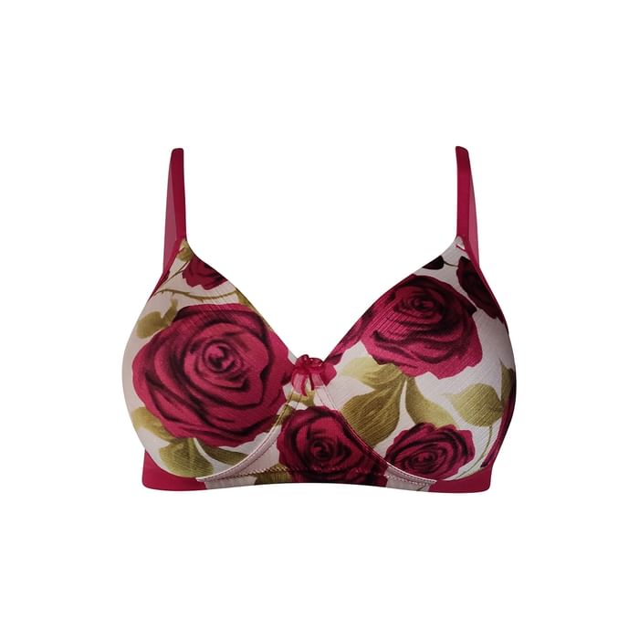 

Clovia Padded Non-Wired Full Coverage Floral Print T-Shirt Bra in White - BR1737J18