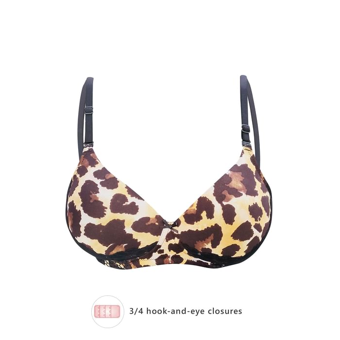 

Clovia Padded Non-Wired Full Coverage Animal Print Bra in Black - BR1766P13