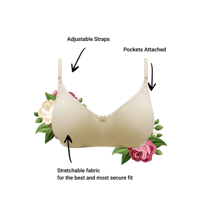 

Clovia Non-Padded Non-Wired Full Coverage Mastectomy Pocket Bra in Nude - CLOVIA X CANFEM - BR2115P24, Nude-colour