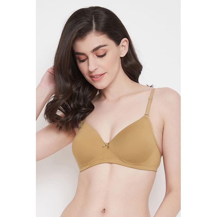 

Clovia Padded Non-Wired Full Coverage Multiway T-Shirt Bra in Skin Colour- Cotton - BR1049A24, Nude-colour