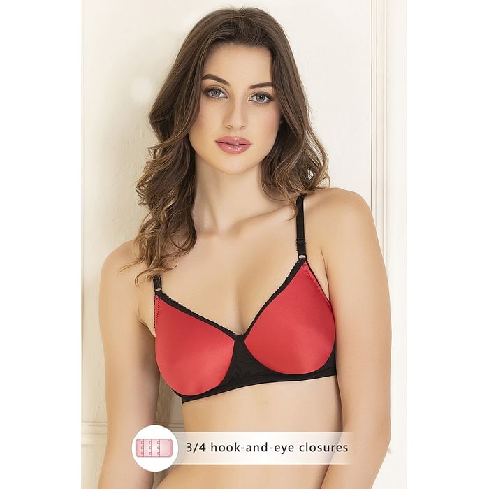 

Clovia Padded Non-Wired Full Coverage T-shirt Bra In Red - BR1683P04