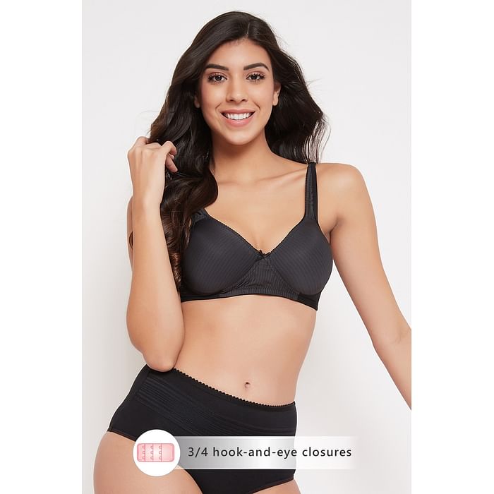 

Clovia Padded Non-Wired Full Coverage T-Shirt Bra in Black - BR1386W13