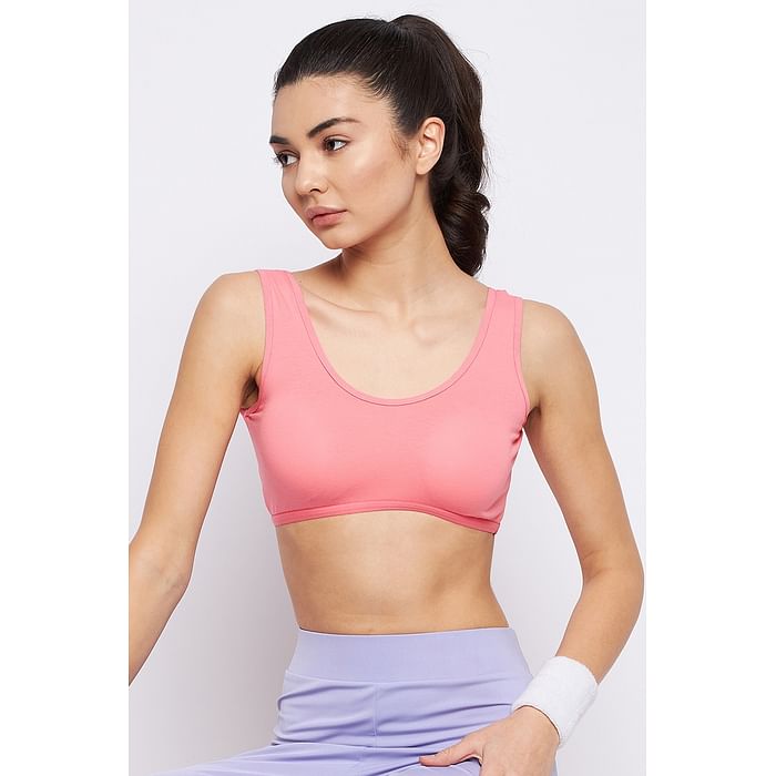 

Clovia Padded Non-Wired Full Coverage Teen Bra Dusky Pink with Removable Pads - Cotton - BB0030A22, Light pink
