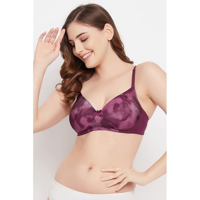 

Clovia Padded Non-Wired Full Cup Acid Wash Print Multiway T-shirt Bra in Purple - BR1737Z15
