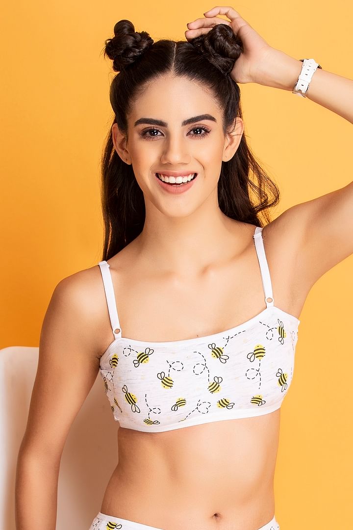 Buy Padded Non-Wired Full Cup Bee Print Teenage T-shirt Bra in