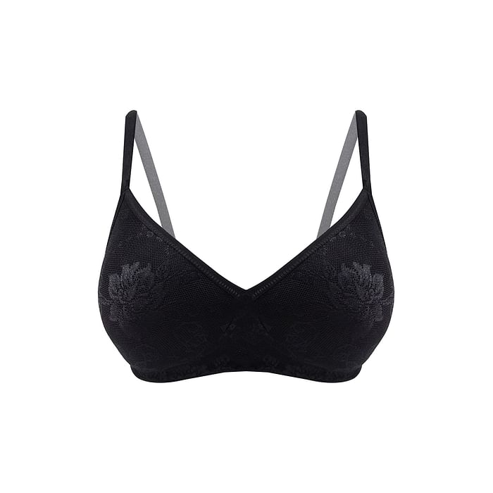 

Clovia Padded Non-Wired Full Cup Bra in Black - Lace - BR1479V13