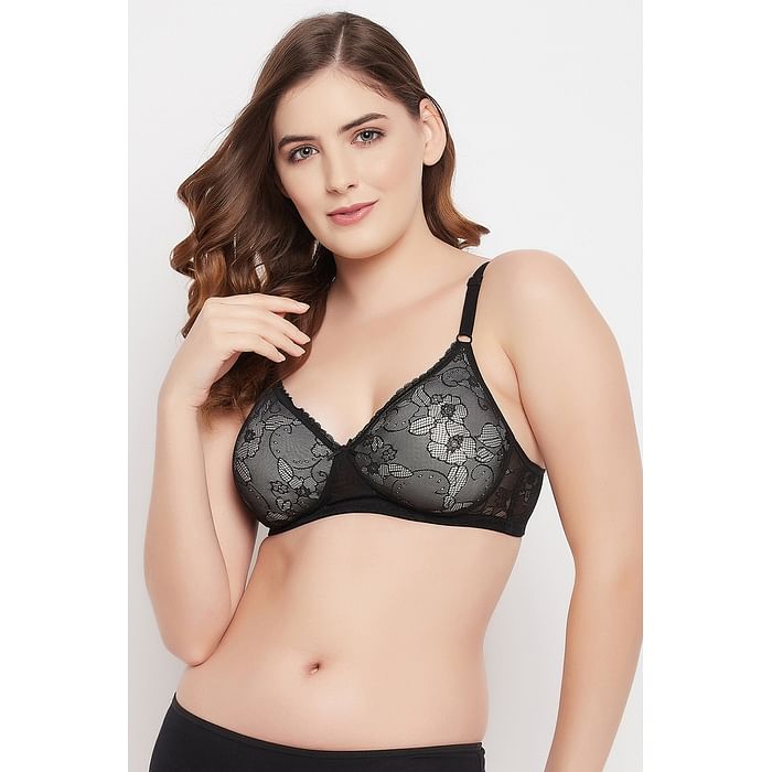 

Clovia Padded Non-Wired Full Cup Bra in Light Grey - Lace - BR1000D01