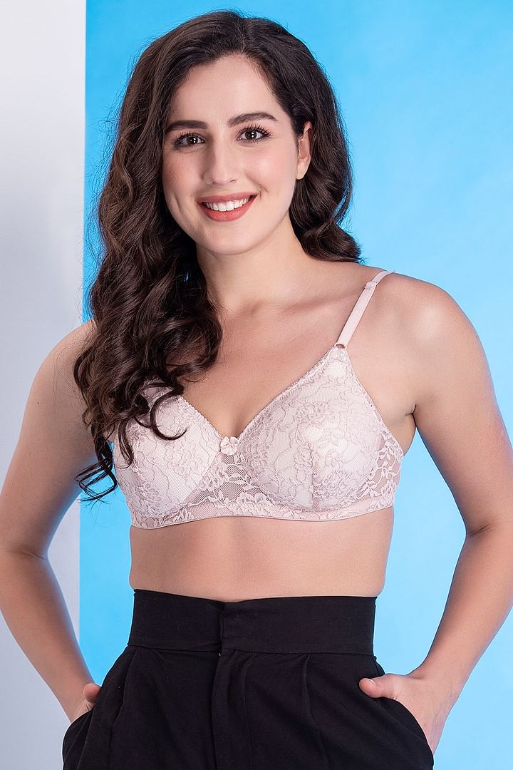 Buy online Pink Lace Bra from lingerie for Women by Clovia for ₹309 at 48%  off