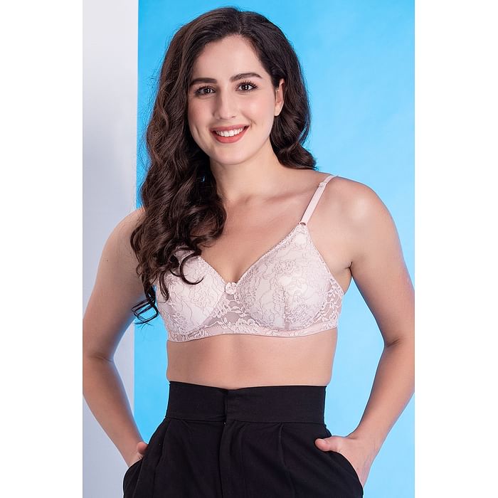 

Clovia Padded Non-Wired Full Cup Bra in Light Pink - Lace - BR1479S22