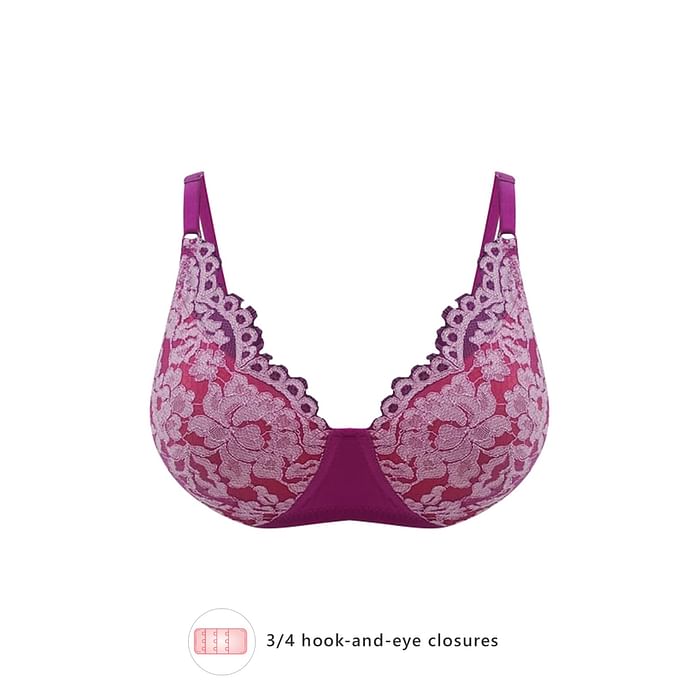 

Clovia Padded Non-Wired Full Cup Bra in Magenta - Lace - BR2051P14, Pink